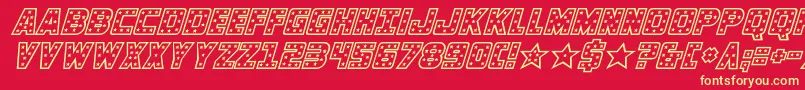 knievelital Font – Yellow Fonts on Red Background