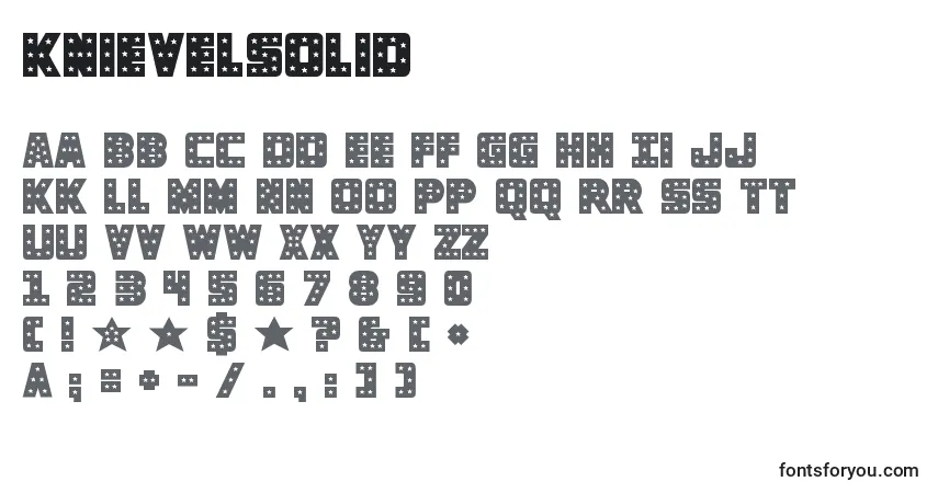 A fonte Knievelsolid – alfabeto, números, caracteres especiais
