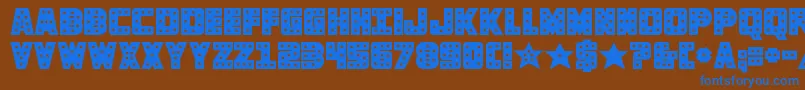 knievelsolid-Schriftart – Blaue Schriften auf braunem Hintergrund
