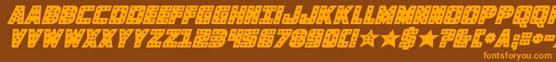 knievelsolidital Font – Orange Fonts on Brown Background