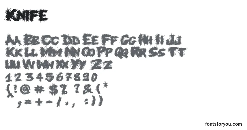 A fonte Knife (131817) – alfabeto, números, caracteres especiais