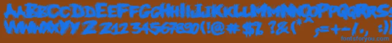 Knife Font – Blue Fonts on Brown Background