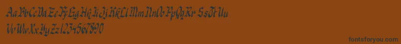 knight jacker italic-Schriftart – Schwarze Schriften auf braunem Hintergrund