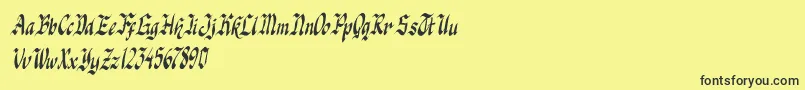 フォントknight jacker italic – 黒い文字の黄色い背景