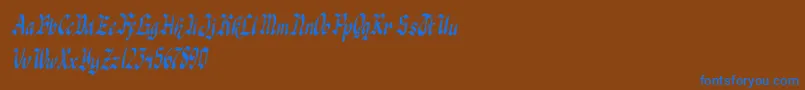 knight jacker italic-Schriftart – Blaue Schriften auf braunem Hintergrund