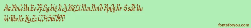 フォントknight jacker italic – 緑の背景に茶色のフォント