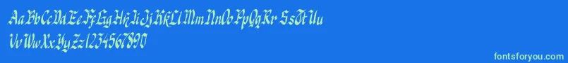 knight jacker italic-Schriftart – Grüne Schriften auf blauem Hintergrund