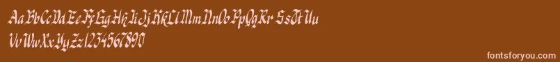 knight jacker italic-fontti – vaaleanpunaiset fontit ruskealla taustalla