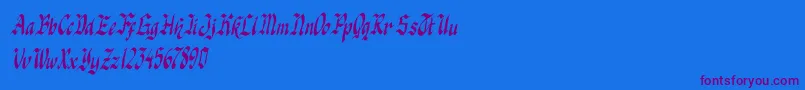 knight jacker italic-Schriftart – Violette Schriften auf blauem Hintergrund