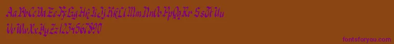 knight jacker italic-Schriftart – Violette Schriften auf braunem Hintergrund