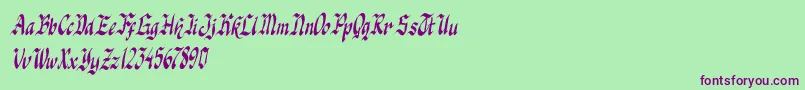 knight jacker italic-fontti – violetit fontit vihreällä taustalla