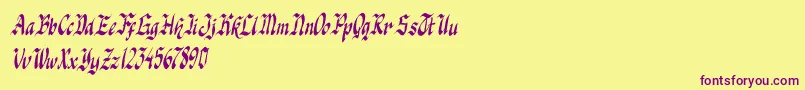 knight jacker italic Font – Purple Fonts on Yellow Background