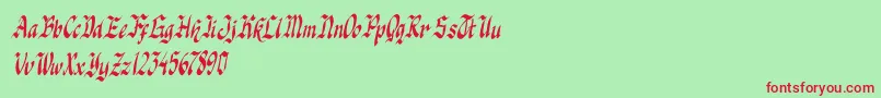 knight jacker italic-Schriftart – Rote Schriften auf grünem Hintergrund