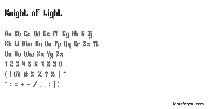 Czcionka Knight of Light – alfabet, cyfry, specjalne znaki