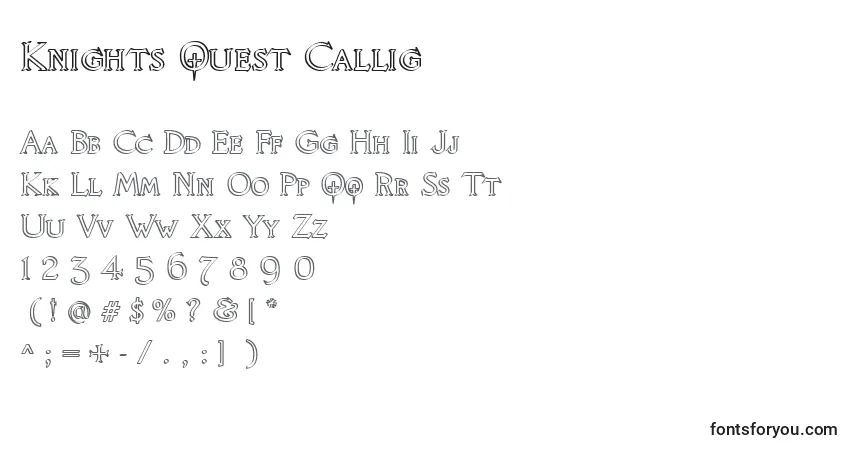 A fonte Knights Quest Callig – alfabeto, números, caracteres especiais