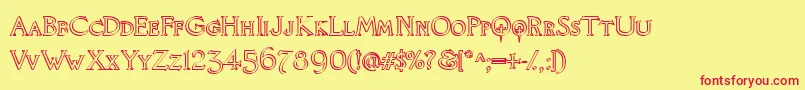 Knights Quest Callig Font – Red Fonts on Yellow Background