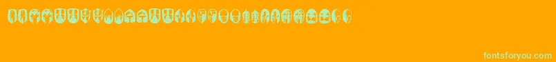 KnightsHelmets-Schriftart – Grüne Schriften auf orangefarbenem Hintergrund