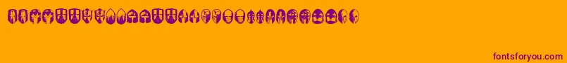 KnightsHelmets-Schriftart – Violette Schriften auf orangefarbenem Hintergrund