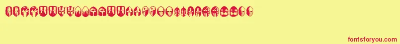 KnightsHelmets Font – Red Fonts on Yellow Background