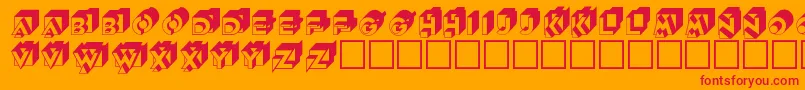 フォントKnockout Regular – オレンジの背景に赤い文字