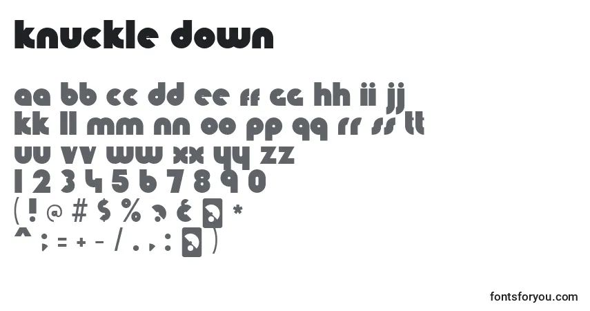 A fonte Knuckle down – alfabeto, números, caracteres especiais