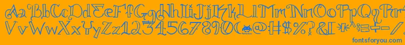 knuckle tatz fontvir us-Schriftart – Blaue Schriften auf orangefarbenem Hintergrund