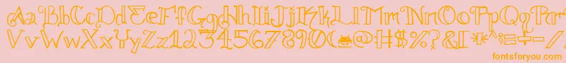 knuckle tatz fontvir us-Schriftart – Orangefarbene Schriften auf rosa Hintergrund