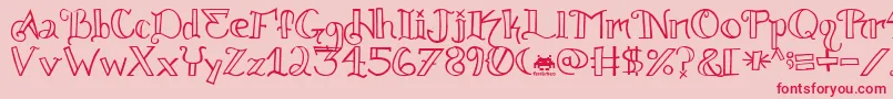 フォントknuckle tatz fontvir us – ピンクの背景に赤い文字