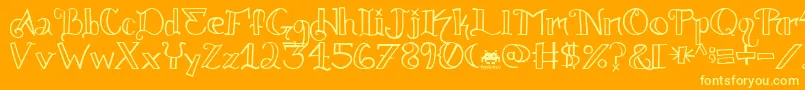 knuckle tatz fontvir us-Schriftart – Gelbe Schriften auf orangefarbenem Hintergrund