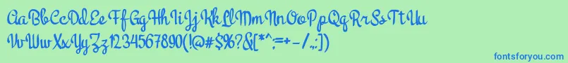 フォントKOALA Script – 青い文字は緑の背景です。