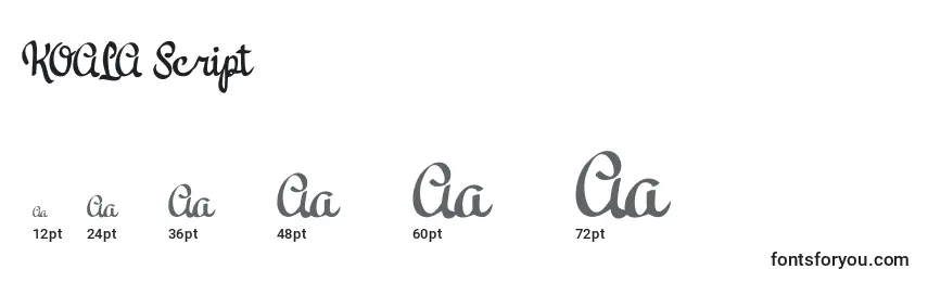 Размеры шрифта KOALA Script