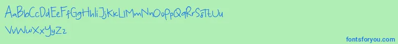 Fonte KoalaKumal Handwriting – fontes azuis em um fundo verde