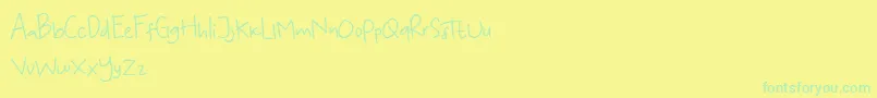 KoalaKumal Handwriting-Schriftart – Grüne Schriften auf gelbem Hintergrund