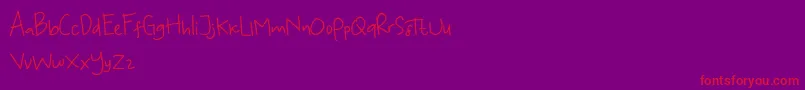 KoalaKumal Handwriting-Schriftart – Rote Schriften auf violettem Hintergrund