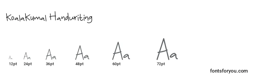 Размеры шрифта KoalaKumal Handwriting