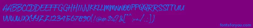 kobar-Schriftart – Blaue Schriften auf violettem Hintergrund