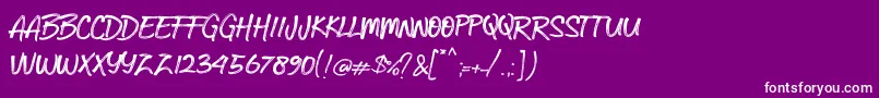 kobar-Schriftart – Weiße Schriften auf violettem Hintergrund