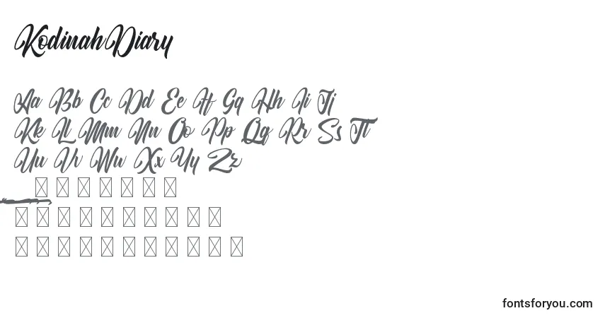Schriftart KodinahDiary – Alphabet, Zahlen, spezielle Symbole