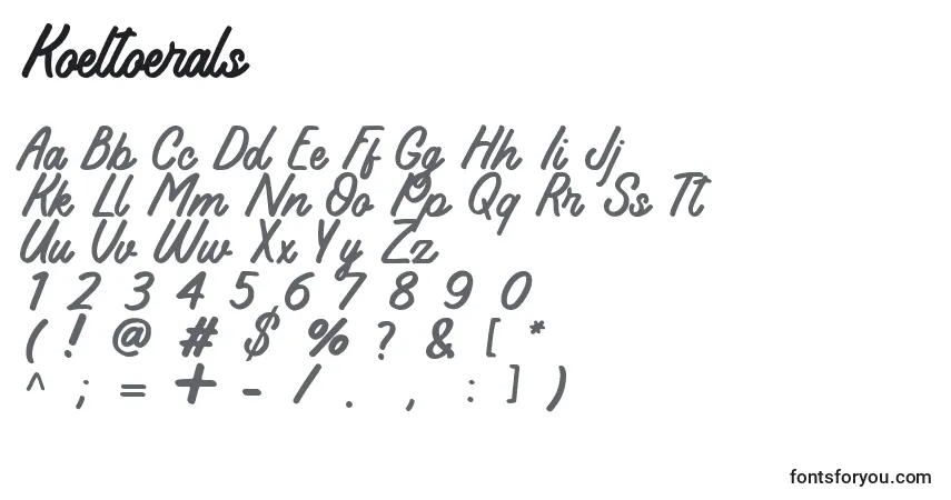 Шрифт Koeltoerals – алфавит, цифры, специальные символы