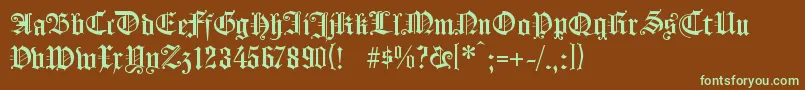 フォントKOENG    – 緑色の文字が茶色の背景にあります。