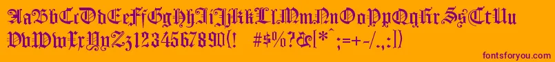 KOENG   -Schriftart – Violette Schriften auf orangefarbenem Hintergrund
