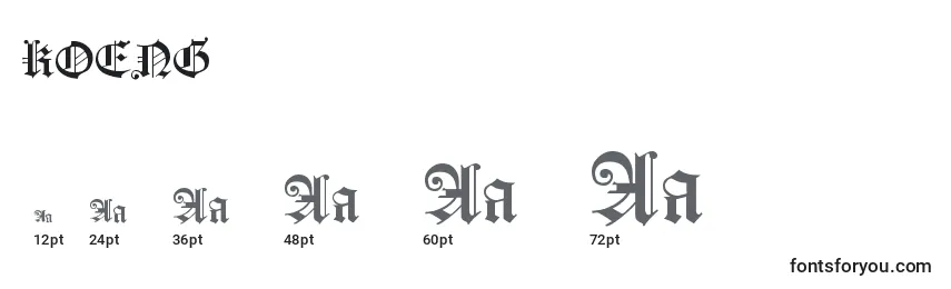 Größen der Schriftart KOENG    (131836)