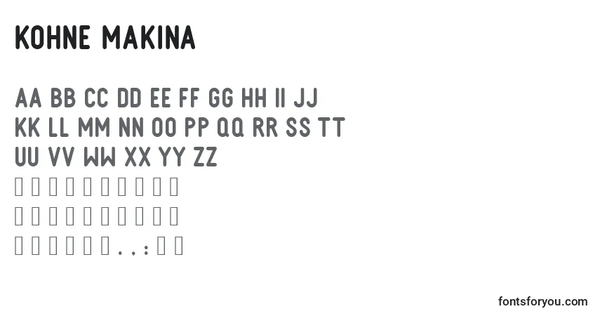 A fonte KOHNE MAKINA – alfabeto, números, caracteres especiais