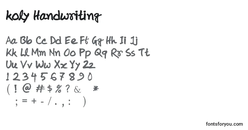 Schriftart Koly Handwriting – Alphabet, Zahlen, spezielle Symbole
