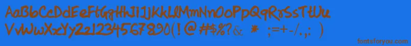 koly Handwriting Font – Brown Fonts on Blue Background