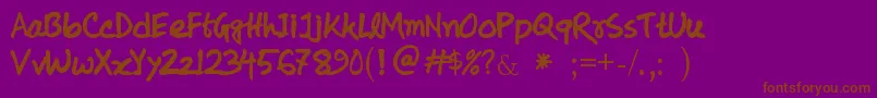 Fonte koly Handwriting – fontes marrons em um fundo roxo