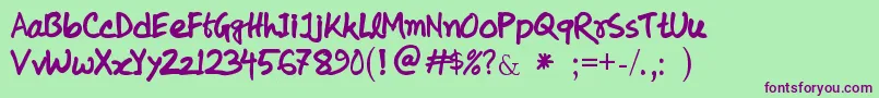 koly Handwriting Font – Purple Fonts on Green Background