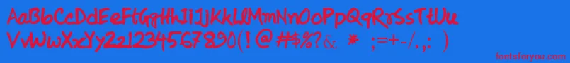 フォントkoly Handwriting – 赤い文字の青い背景