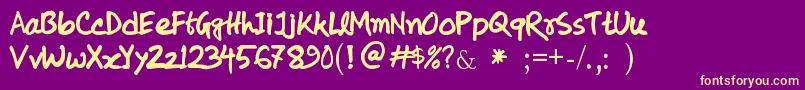 koly Handwriting-fontti – keltaiset fontit violetilla taustalla