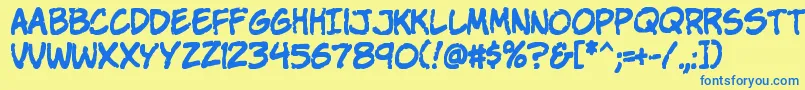 KOMIKAP  Font – Blue Fonts on Yellow Background